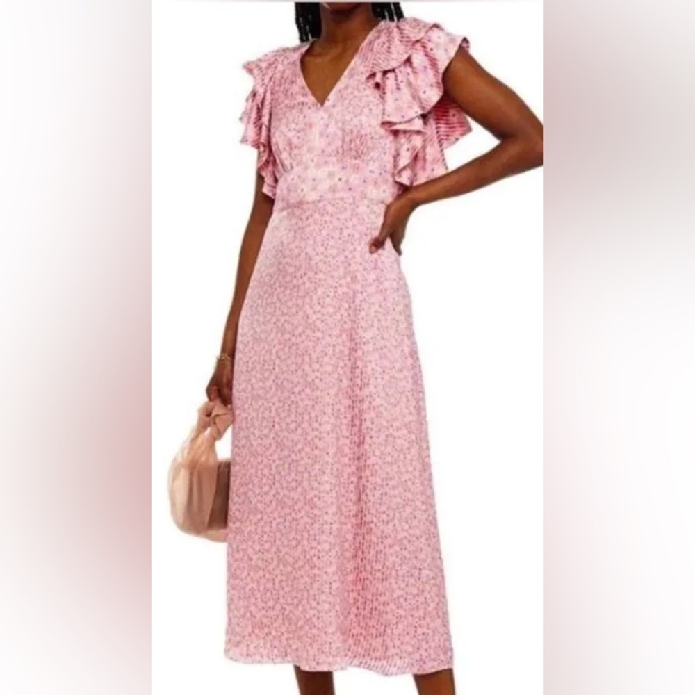 NWOT kate spade Collection piece Pink Puff-Sleeve V-Neck Maxi Dress
